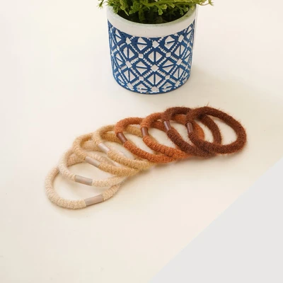 Gambar Ataru Ikat Rambut Fur Elastis Set 8 pcs - Cokelat