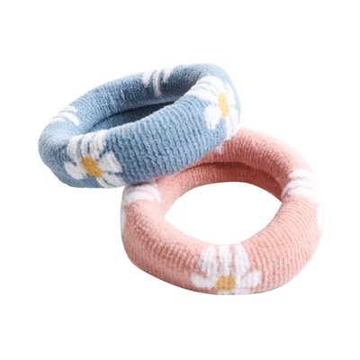 Gambar Ataru Ikat Rambut Thick Flower Set 2 pcs - Biru/Pink