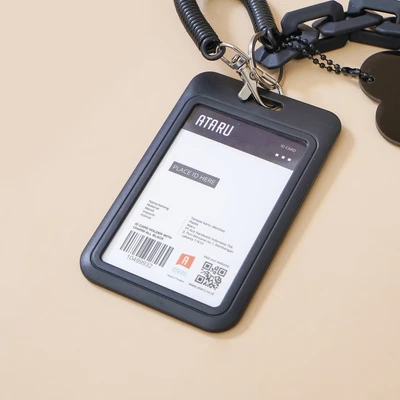 Gambar Ataru Id Card Holder Dengan Rantai Dan Hati Charm - Hitam