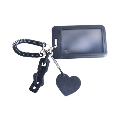 Gambar Ataru Id Card Holder Dengan Rantai Dan Hati Charm - Hitam