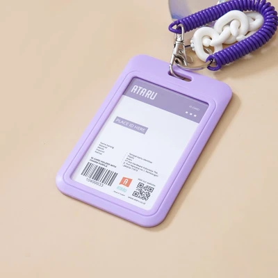 Gambar Ataru Id Card Holder Dengan Rantai Dan Hati Charm - Ungu