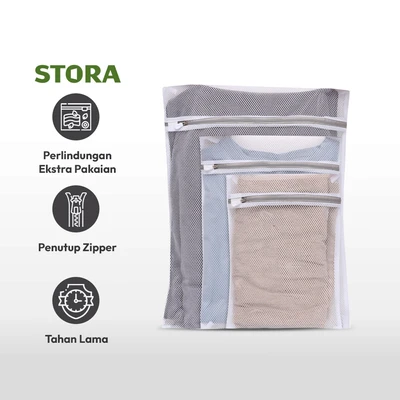 Gambar Stora Set 3 Pcs Kantung Laundry - Putih