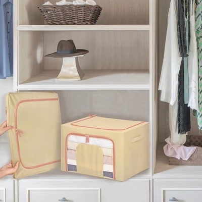 Gambar Stora Kotak Penyimpanan Lipat Ritsleting 50x40x33 cm - Krem Beige