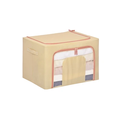 Gambar Stora Kotak Penyimpanan Lipat Ritsleting 60x42x40 cm - Krem Beige