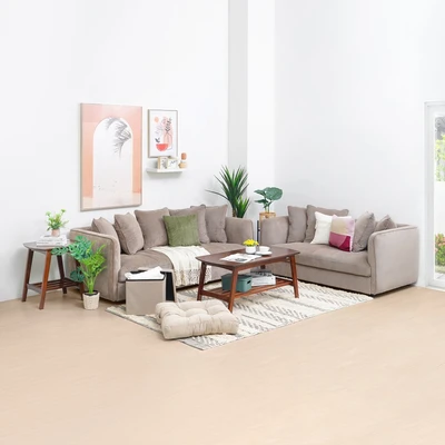 Gambar Nordia Clayton Sofa Fabric 3 Seater - Beige