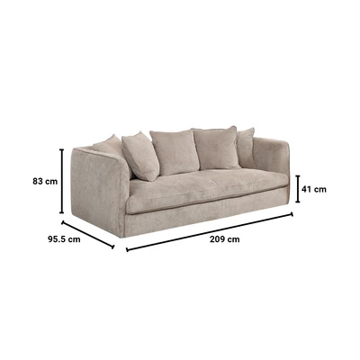 Gambar Nordia Clayton Sofa Fabric 3 Seater - Beige