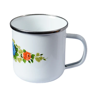 Gambar Kichero Mug Enamel Blue Rose 9 cm - Putih