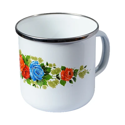 Gambar Kichero Mug Enamel Blue Rose 9 cm - Putih