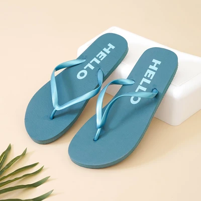 Gambar Ataru Ukuran 39 Sandal Jepit Wanita Hello Flip Flop - Biru