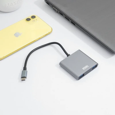 Gambar Ataru Adapter Type C To  4 Usb 3.0 - Abu-abu