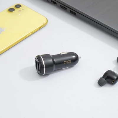 Gambar Ataru Charger Mobil Dual Port USB 3.4 A - Hitam