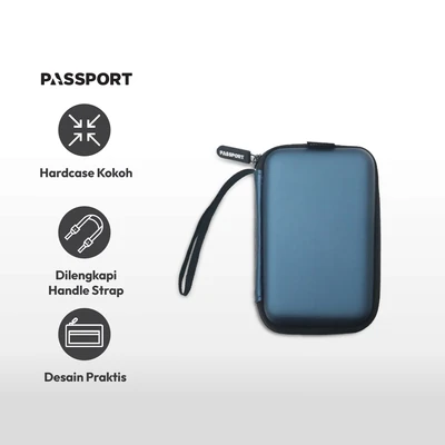 Gambar Passport Tas Organizer Perangkat Digital Hardcase Small - Biru Navy