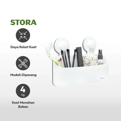 Gambar Stora 24.3x9.2x17.9 cm Rak Dinding Kamar Mandi - Putih