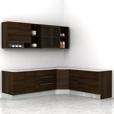 Gambar Informa Prescoot Kitchen Set Sudut - Cokelat Walnut