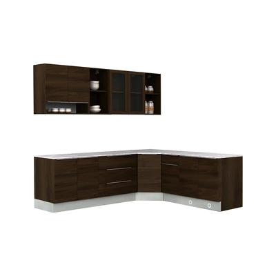 Gambar Informa Prescoot Kitchen Set Sudut - Cokelat Walnut