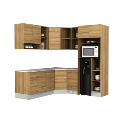 Gambar Informa Prescoot Kitchen Set Sudut L - Cokelat Oak