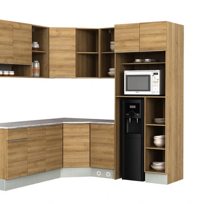 Gambar Informa Prescoot Kitchen Set Sudut L - Cokelat Oak
