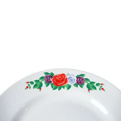 Gambar Kopin Porcelain Piring Makan Porcelain Bunga Jadul 25.4 cm - Putih