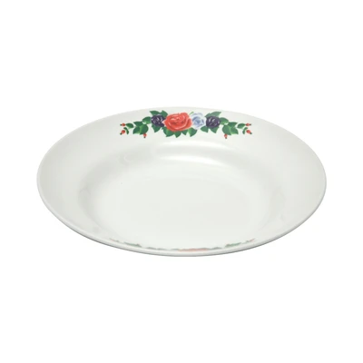 Gambar Kopin Porcelain Piring Makan Porcelain Bunga Jadul 23 cm - Putih
