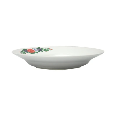 Gambar Kopin Porcelain Piring Makan Porcelain Bunga Jadul 23 cm - Putih