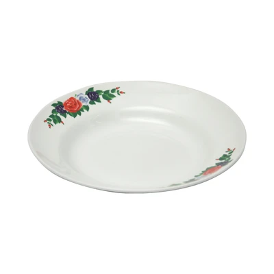 Gambar Kopin Porcelain Piring Makan Porcelain Bunga Jadul 23 cm - Putih