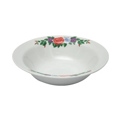 Gambar Kopin Porcelain 18 cm Mangkuk Saji Porcelain Bunga Jadul - Putih