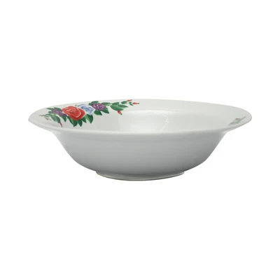 Gambar Kopin Porcelain 18 cm Mangkuk Saji Porcelain Bunga Jadul - Putih