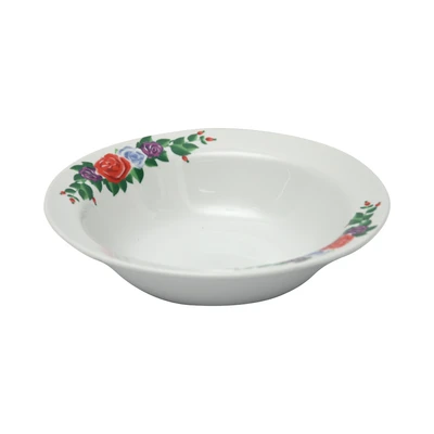 Gambar Kopin Porcelain 18 cm Mangkuk Saji Porcelain Bunga Jadul - Putih