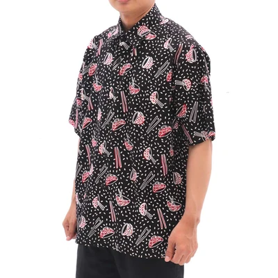 Gambar Pendopo Ukuran Xl Kemeja Batik Pria Oversize Cap Mangkuk - Merah