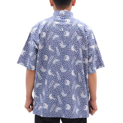 Gambar Pendopo Ukuran M Kemeja Batik Pria Oversize Cap Mangkuk - Biru