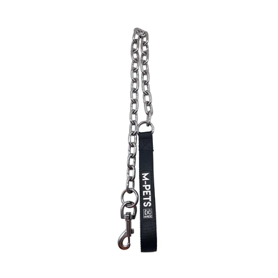 Gambar M-Pets Tali Rantai Anjing Dengan Padded Handle 100 cm - Silver/Hitam