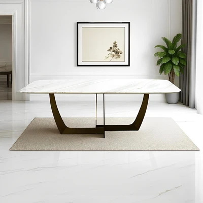 Gambar Informa Dracaena Meja Makan Marble 220x100x75 cm - Putih