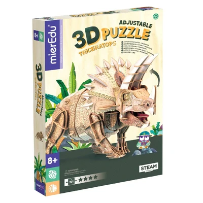 Gambar Mieredu Puzzle 3d Eco Triceratops Set 191 Pcs - Cokelat