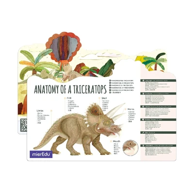 Gambar Mieredu Puzzle 3d Eco Triceratops Set 191 Pcs - Cokelat