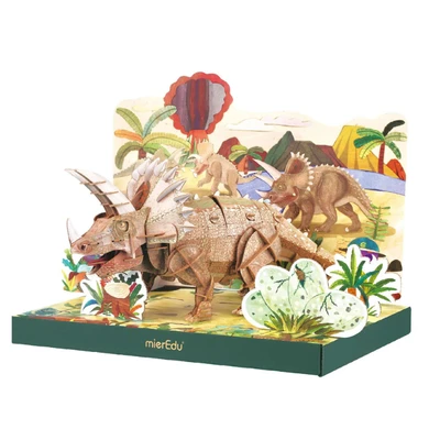 Gambar Mieredu Puzzle 3d Eco Triceratops Set 191 Pcs - Cokelat