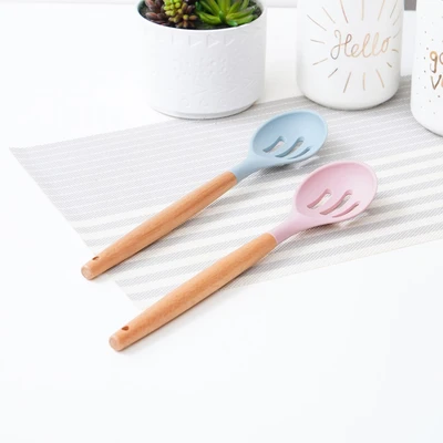 Gambar Ataru Sendok Masak Silikon Slotted - Pink Dusty