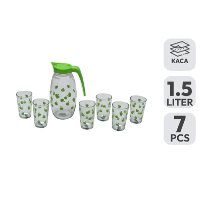 Gambar Kris Teko Kaca Dengan Gelas Set 7 Pcs Transparan