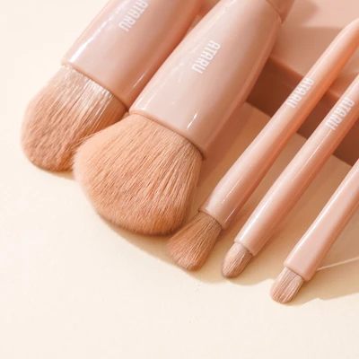 Gambar Ataru Set 5 Pcs Brush Kosmetik Dengan Cermin - Pink