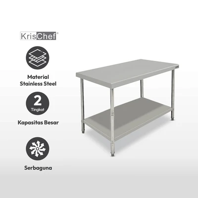 Gambar Kris Meja Dapur 2 Tingkat 120x70 cm - Silver