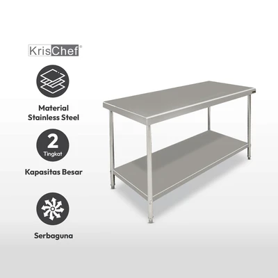 Gambar Kris 150x70 Cm Meja Dapur 2 Tingkat - Silver