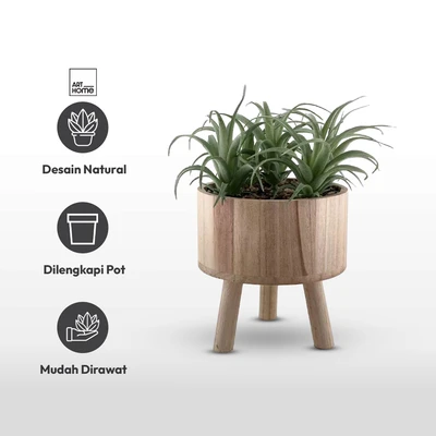 Gambar Arthome Tanaman Artifisial Airplant Dengan Pot Tripot 15.4x15.4x28.5 cm - Hijau