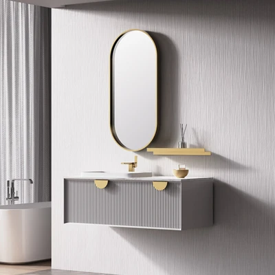 Gambar Home Galleria Octavia Set Kabinet Kamar Mandi Dengan Cermin - Abu-Abu