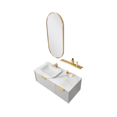 Gambar Home Galleria Octavia Set Kabinet Kamar Mandi Dengan Cermin - Abu-Abu