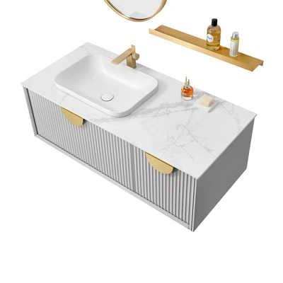 Gambar Home Galleria Octavia Set Kabinet Kamar Mandi Dengan Cermin - Abu-Abu