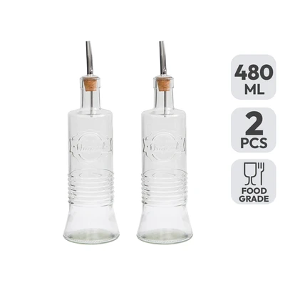 Gambar Picas Botol Minyak & Cuka Kaca 480 ml Set 2 Pcs Transparan