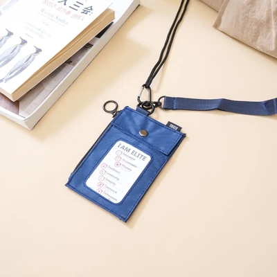 Gambar Ataru Dompet Kartu Slim Dengan Strap - Biru Navy