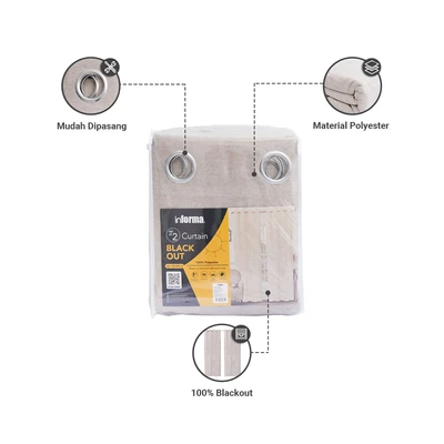 Gambar Informa Gorden Blackout Jacquard Nets 135x250 cm Set 2 pcs - Beige
