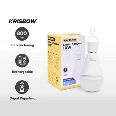 Gambar Krisbow Lumi Bohlam LED Darurat 10 Watt 800 Lumen Cool Daylight E27 - Putih