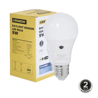 Gambar Krisbow Lumi Bohlam LED Dengan Sensor Cahaya 9 Watt 806 Lumen Cool Daylight E27 - Putih