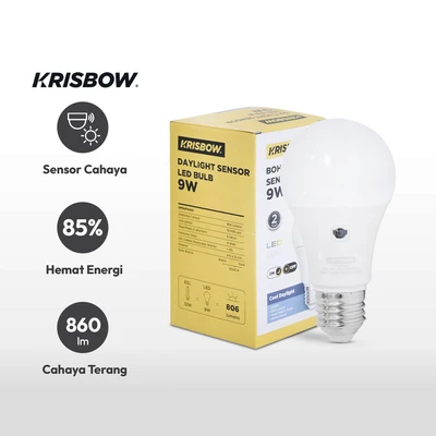 Gambar Krisbow Lumi Bohlam LED Dengan Sensor Cahaya 9 Watt 806 Lumen Cool Daylight E27 - Putih